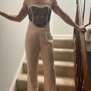 BEBE New Egret Strapless Wide Leg Jump Suit Size 00